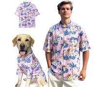 Dog Shirt Hawaii Breathable Cool Beach Style T-Shirt Dog Clothes for Medium to Large Dogs Owners and Pet Shirts Sold Separately,Large Pink