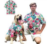 Dog Shirt Hawaii Breathable Cool Beach Style T-Shirt Dog Clothes for Medium to Large Dogs Owners and Pet Shirts Sold Separately,XL Flower