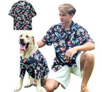 Dog Shirt Hawaii Breathable Cool Beach Style T-Shirt Dog Clothes for Medium to Large Dogs Owners and Pet Shirts Sold Separately,Medium Black