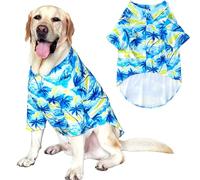 Dog Shirt Hawaiian Summer Coconut Tree Printed Pet Clothing Breathable and Cool Beach Style Big Dog Boy and Girl Shirt (X-Large,Blue)