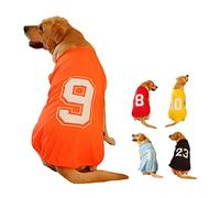 Dog Shirt Number Printed Summer Basic Vest Puppy Breathable T-Shirt Pet Sleeveless Tank Top Clothes for Large Medium Small Dogs (Medium, Orange)