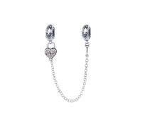 Dog Shoe Guitar Safety Chain Family Tree Rabbit Orca Birthday Charm Bead Pendant 925 Sterling Silver Compatible With Pandora Charm Moments Bracelet (I Love You Heart Locked Padlock Safety Chain)