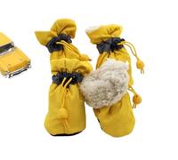 Dog Shoes 4pcs Antiskid Puppy Shoes Waterproof Winter Pet Dog Anti-slip Rain Snow Boots Footwear Thick Warm Fit use for Prewalkers Socks Booties(Yellow Warmer,2)