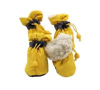 Dog Shoes 4pcs Antiskid Puppy Shoes Waterproof Winter Pet Dog Anti-slip Rain Snow Boots Footwear Thick Warm Fit use for Prewalkers Socks Booties(Yellow Warmer,1)