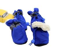 Dog Shoes 4pcs Antiskid Puppy Shoes Waterproof Winter Pet Dog Anti-slip Rain Snow Boots Footwear Thick Warm Fit use for Prewalkers Socks Booties(Blue Warmer,7)