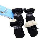 Dog Shoes 4pcs Antiskid Puppy Shoes Waterproof Winter Pet Dog Anti-slip Rain Snow Boots Footwear Thick Warm Fit use for Prewalkers Socks Booties(Black Warmer,7)