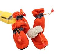 Dog Shoes 4pcs Antiskid Puppy Shoes Waterproof Winter Pet Dog Anti-slip Rain Snow Boots Footwear Thick Warm Fit use for Prewalkers Socks Booties(Orange Warmer,1)