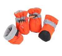 Dog Shoes 4pcs Antiskid Puppy Shoes Waterproof Winter Pet Dog Anti-slip Rain Snow Boots Footwear Thick Warm Fit use for Prewalkers Socks Booties(Spring Orange,3)