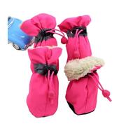 Dog Shoes 4pcs Antiskid Puppy Shoes Waterproof Winter Pet Dog Anti-slip Rain Snow Boots Footwear Thick Warm Fit use for Prewalkers Socks Booties(Pink Warmer,1)