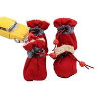 Dog Shoes 4pcs Antiskid Puppy Shoes Waterproof Winter Pet Dog Anti-slip Rain Snow Boots Footwear Thick Warm Fit use for Prewalkers Socks Booties(Red Warmer,6)