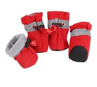 Dog Shoes 4pcs Antiskid Puppy Shoes Waterproof Winter Pet Dog Anti-slip Rain Snow Boots Footwear Thick Warm Fit use for Prewalkers Socks Booties(Spring Red,3)