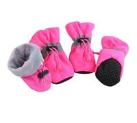 Dog Shoes 4pcs Antiskid Puppy Shoes Waterproof Winter Pet Dog Anti-slip Rain Snow Boots Footwear Thick Warm Fit use for Prewalkers Socks Booties(Spring Pink,1)