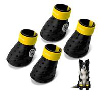 Dog Shoes Breathable Dog Shoe for Hot Pavement, Dog Booties and Paw Protectors, Non-Slip Waterproof Dog Sandals Boots (Black+Yellow, S: (2.3’’x1.8'')(L*W))