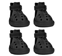 Dog Shoes, Dog Sandals for Hot Pavement, Water-Resistant Breathable Boots, Non-Slip Paw Protectors, Adjustable Straps Dog Rain Booties for Summer Beach and Rainy Day(Black)