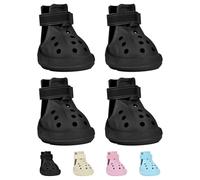 Dog Shoes, Dog Sandals for Hot Pavement, Water-Resistant Breathable Boots, Non-Slip Paw Protectors, Adjustable Straps Dog Rain Booties for Summer Beach and Rainy Day(Black)