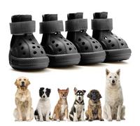 Dog Shoes for Hot Pavement,Non-Slip Waterproof Breathable Easy to Clean Put On and Take Off Dog Boots,Paw Protector for Hot Summer Roads Winter Snow (Black, Size 5:(2.56"x1.97")(L*W))
