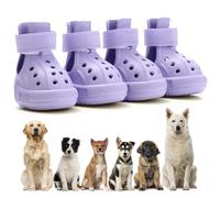 Dog Shoes for Hot Pavement,Non-Slip Waterproof Breathable Easy to Clean Put On and Take Off Dog Boots,Paw Protector for Hot Summer Roads Winter Snow (Purple, Size 6:(2.17"x2.76")(L*W))