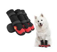 Dog Shoes for Medium Dog Waterproof, 4Pcs Dog Boots for Injured Paws Protectors with Reflective Straps, High Dog Boots Anti-slip Rubber Sole Breathable Walking Dog Shoes for Outdoor (Red, 5#)