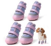 Dog Shoes for Small Dogs, Breathable Dog Boots Paw Protector for Hot Pavement Winter Snow, Dog Booties with Reflective Strips Rugged Anti-Slip Sole for Hardwood Floors Outdoor Walking Purple Size 3