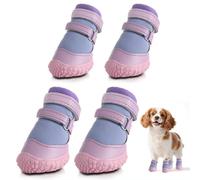 Dog Shoes for Small Dogs, Breathable Dog Boots Paw Protector for Hot Pavement Winter Snow, Dog Booties with Rugged Anti-Slip Sole for Hardwood Floors Outdoor Walking Light Purple Size 1