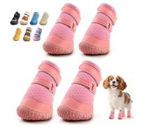 Dog Shoes for Small Dogs, Breathable Dog Boots Paw Protector for Hot Pavement Winter Snow, Dog Booties with Rugged Anti-Slip Sole for Hardwood Floors Outdoor Walking Pink Size 1