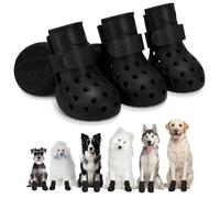 Dog Shoes Non-Slip Waterproof Sandals for Hot Pavement Winter, Breathable Perforated Boots (Black, Size 7: (3.14’’x2.56'')(L*W)(4XL))