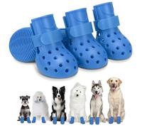 Dog Shoes Non-Slip Waterproof Sandals for Hot Pavement Winter, Breathable Perforated Boots (Blue, Size 7: (3.14’’x2.56'')(L*W)(4XL))
