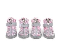Dog Shoes Set of Four | Lightweight Breathable Slip - Boots for Small/Medium/Large Dogs | Easy On Zipper Design, All Weather Foot Protection (4 Size)