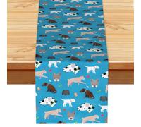 Dog Show Print Linen-Like Table Runner Durable Dining Table Decor For Kitchen Offices Party 13x72 In