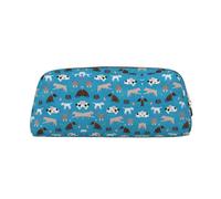 Dog Show Printing School Leather Zippered Fountain Ballpoint Rollerball Pens Pouch Pencils Case Holder for Pupil