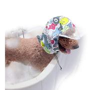 Dog Shower Cap With Visor Rainy Hat Adjustable Waterproof Snood Ear Covers Overhanging Pet Bath Grooming Ear Protection Eyes Head Protector Prevent Rain