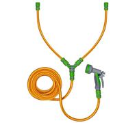 Dog Shower Hot Cold Valve Water Hose Pipe 5m with Gun Yellow Pet Grooming Bath