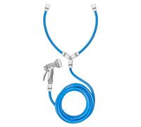 Dog Shower Kit with Hose Pipe, Quick Connectors, 3 Way Splitter & MultiPattern Spray Gun - Adjustable Jet to Gentle Mist for Pet Bathing - Outdoor Dog Wash Set for Garden Tap, Hot Cold Water, Grooming