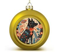Dog Silhouette Christmas Ball Ornament Shatterproof Hanging Ball Ornaments with String Decorative Christmas Baubles for Xmas Tree Home Wedding Holiday Party Decor Supply