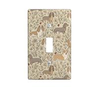 Dog Single Light Switch Cover Plate, Nature Playful Flower Leaf Spring Beige Plastic Standard Size Switch Plate Decorative for New Apartment Home Bedroom Office Decor (Single)
