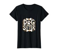 Dog Sitter Paw Prints and Bones Value Graphic T-Shirt, Women, Black, XL
