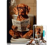 Dog Sitting on The Toilet 1000 Piece Jigsaw Puzzles for Adults,Challenging Family Activity Games DIY Toy for Home Wall Decor Gifts (75x50cm)