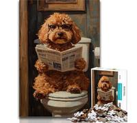 Dog Sitting on The Toilet Puzzles for Adults Teens 1000pc Puzzle,Challenging Game And Family Play with Fully Interlocking Randomly Shaped Pieces (75x50cm)