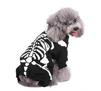 Dog Skeleton Print Shirt Clothes, Halloween Pet Costumes for Puppy Dog and Cat, Warm Sweater Costume with Cotton Blended Material Suitable for Poodle Bulldog Maltese (Pink #93)