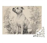 Dog Sketch 1000 Piece Recycled Cardboard Vintage Botanical Illustration Puzzle, 12+, Brain Training, Personalised Gift, Wall Decor & Holiday Activity 70x50cm/1000pcs