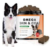 Dog Skin and Coat Supplement - 200g Itchy Relief Chews, Pet Hair Support Treats, Puppy Shedding Care | Reduces Dryness Grooming Booster for Small Large Breeds Home Outdoor Healthy Maintenance