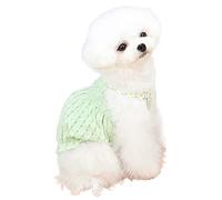 Dog Skirt Dog Dress Mesh White Daisy Sundress Princess Cute Kitten Wedding(Green,L)