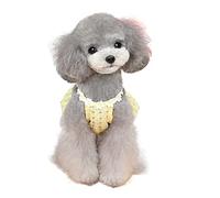 Dog Skirt Dog Dress Mesh White Daisy Sundress Princess Cute Kitten Wedding(Yellow,M)