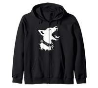 Dog Skull Punk Y2k Cute Creepy Puppy Goth Black Alt Gothic Zip Hoodie
