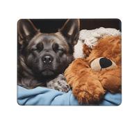 dog Sleeping with Bear Mouse Pad with Stitched Edge, Comfortable Mouse Pads with Non-Slip Rubber Base Gaming Mouse Mat Washable Mousepads Computers Laptop Desk Accessories for Office 8.3 x 10.3 in