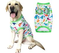 Dog Sleeveless T Shirt Dinosaur Prints Vest Shirt Soft Stretchy Summer Clothes for Extra Large Dog Boys Girls Shirt 2X-Large,Green