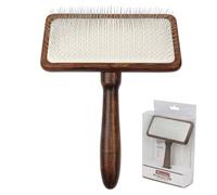 Dog Slicker Brush, Large Dog Brush, Professional Doodles Brush, for Poodles, Goldendoodles and Labradoodles, Easy To Remove Tangles, Mats and Fluff, Wood/125(A,16.5x12.3x6.2cm)