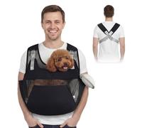 Dog Sling Carrier for Small Dogs with Hard Bottom Support, Breathable Mesh Pet Front Carrier with Soft Pad, Adjustable Hands Free Dog Carrier Backpack for Travel, Hiking, Walks Anti Anxiety (Black,M)