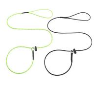 Dog Slip Lead Puppy Training Leash 5/32 Inch Thin Reflective Paracord Leads with 12-Core Strength, 1000lb Pull Force Set of 2 for Small & Medium Dogs(Black & Neon Green, 5 FT)