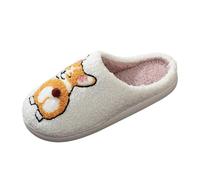 Dog Slippers Men Corgi Slippers Cute Doggy Slipper Plush Animal Slipper Winter Thermal Sliders Soft Lovely Sliders Cozy House Shoes Ladies Fuzzy Shoes Non Slip Fleece-Lined Slides